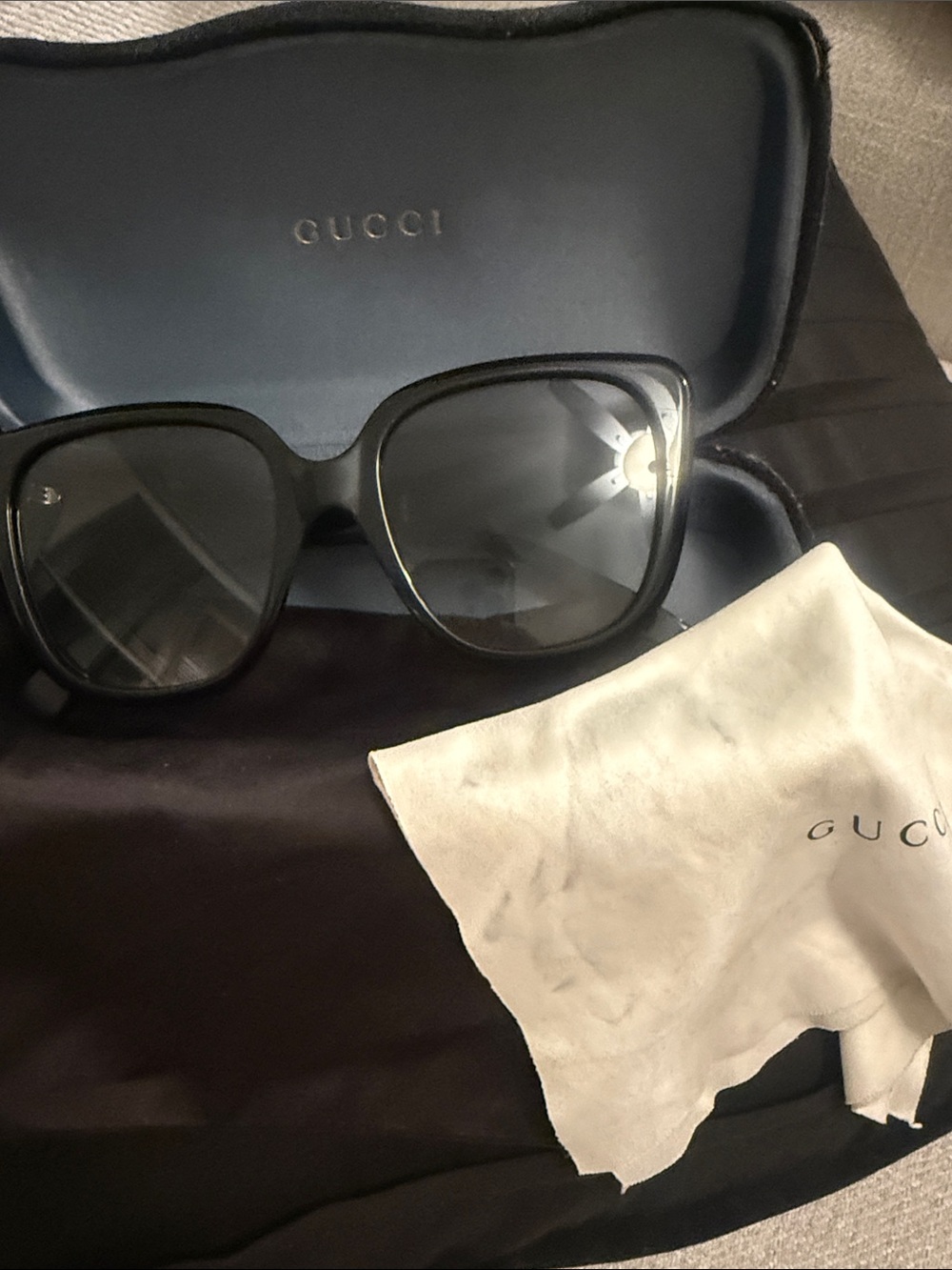 Gucci Black Oversized Cat-Eye Women's Sunglasses